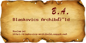 Blaskovics Archibáld névjegykártya